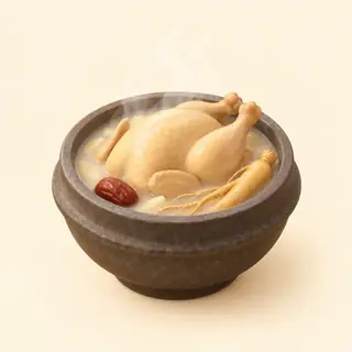samgyetang / zupa z kurczaka z żeń-szeniem
