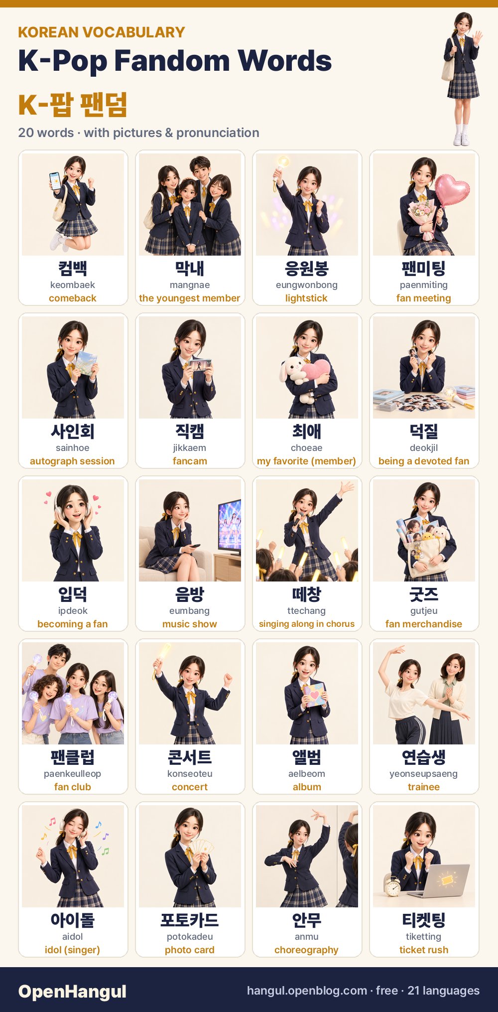 Palabras del fandom del K-pop: 20 palabras de coreano para aprender con imágenes